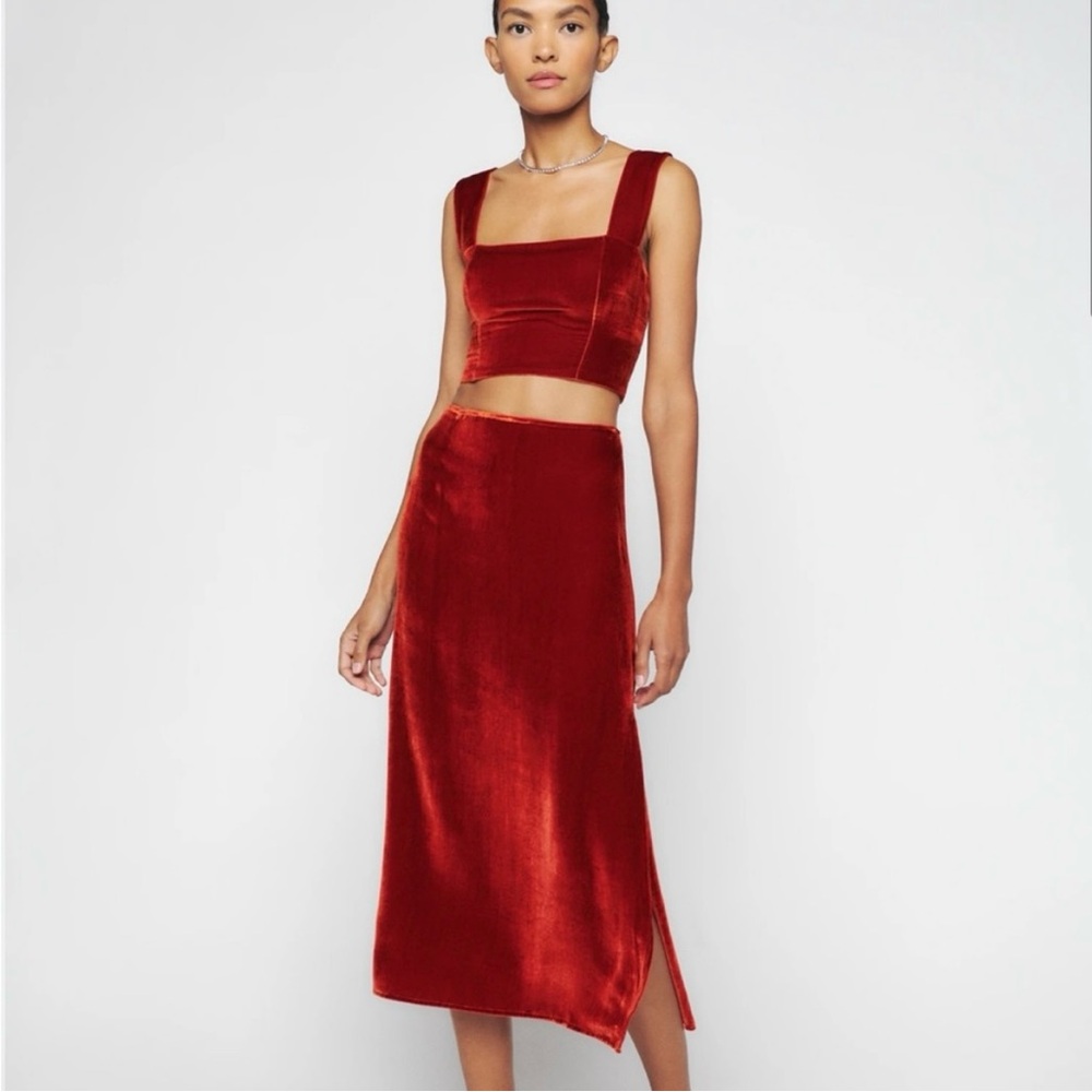 Reformation Baylee Velvet Skirt